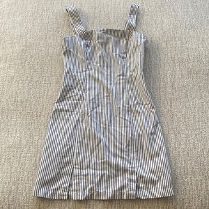 Navy & White Striped Slit Dress